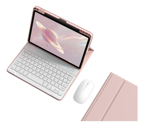 Capa Com Teclado+mouse Para iPad 6/5th/air 2/pro 9,7 Inch Cor Pink+white