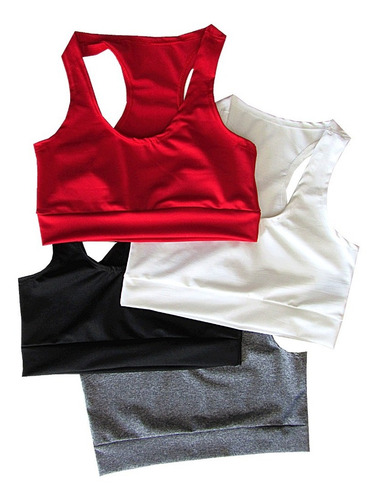 Imagem 7 de 10 de Kit 4 Top Academia Fitness Nadador Casual Roupas Femininas