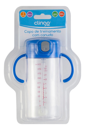 Imagem 3 de 3 de Copo Treinamento Transparente Com Canudo Clingo 330ml
