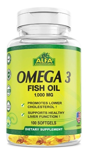 Omega 3 Fish Oil 1000mg Alfa Águas Profundas 100unid Eua Sabor S/sabor