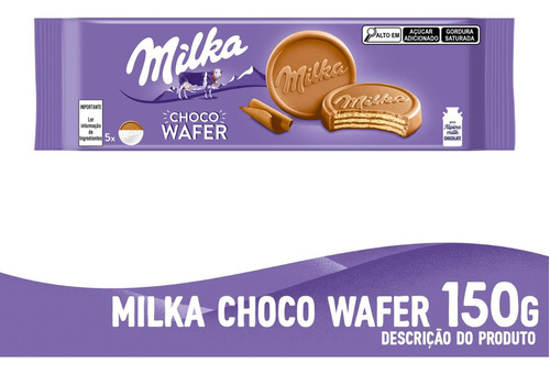 Biscoito Wafer Creme de Cacau e Chocolate ao Leite Milka Pacote 150g
