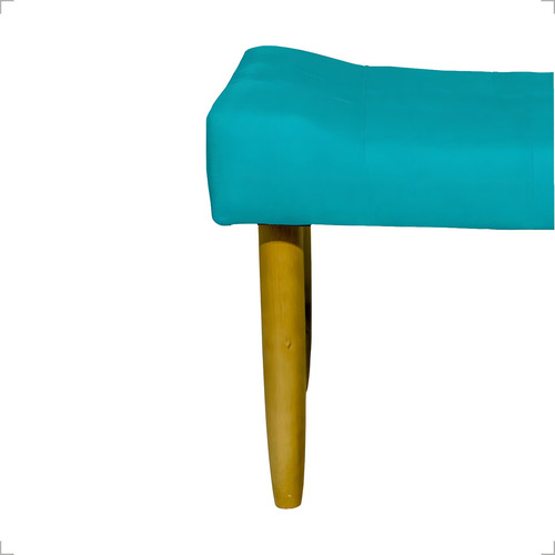 Puff Decorativo Retangular Requinte Pé Palito Suede Bege Cor Azul-turquesa