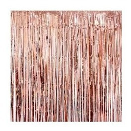 Imagen 2 de 2 de Cortina Rosa Gold Brillante Cotillón Para Fiestas