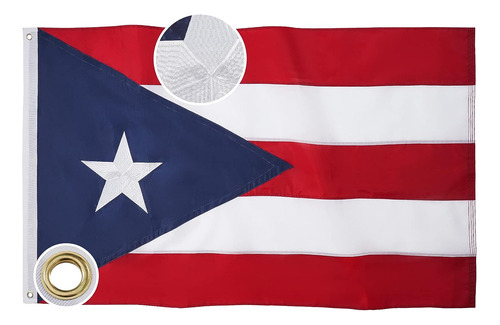 Bandera De Puerto Rico De 3 X 5 Pies  Banderas Bordadas De 