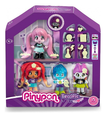 Pinypon Figuras Terrific Pack X 4 Brillan En La Oscuridad 