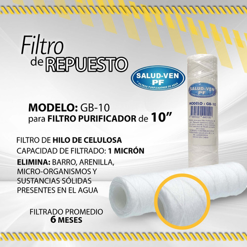 Filtro Repuesto Salud-ven Gb-10 Hilo De Celulosa / 03923