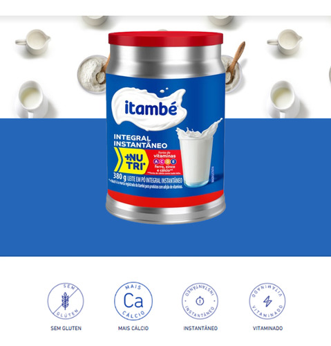 Leite Em Pó Integral Instantâneo + Nutri Itambé 380g