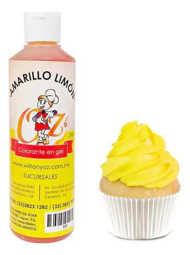 Colorante Amarillo Limón Comestible En Gel Grande 240 Ml