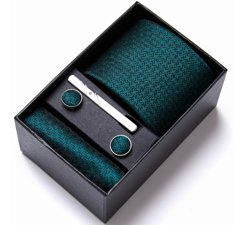 Corbatas Para Hombre Pañuelo Gemelos Pisacorbata De Color Verde