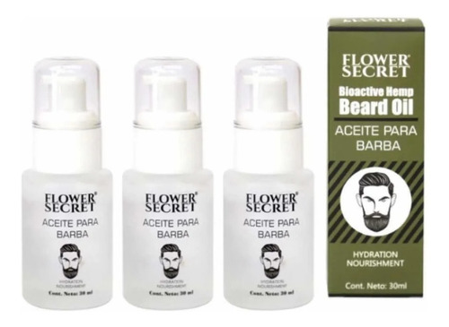 Aceites Hidratante Para Barba Hombres Flower Secret Pack X3