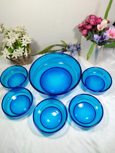 Bowls Con Pocillos De Vidrio Azul Cobalto 