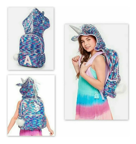 Morral Justice De Unicornio Capucha Lentejuelas Reversibles