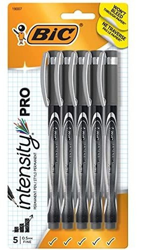 Bic Intensidad Marcador, Pluma De Punta Fina (0,5 Mm) 5-pack