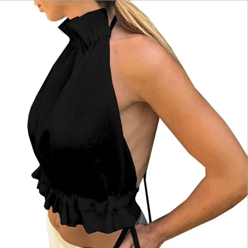 Blusa negra outlet espalda descubierta