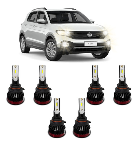 Kit Lâmpadas K2 Led Farol Alto Baixo Milha Vw T-cross 22 23