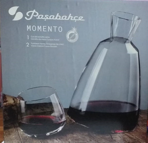 Imagen 2 de 3 de Decanter Pasabahce + 2 Vasos Copon Vino Decantador Palermo