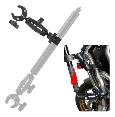 Soporte Doble Pinza Para Moto Para Gopro Insta360 Tipo Ram Negro