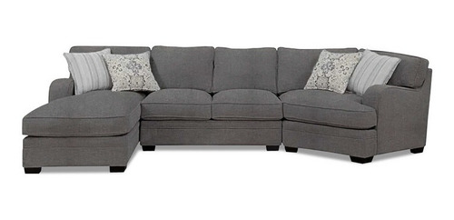 Sala Aisha Derecho Lino Gris 3pz Sofa Sillon Mueble Sala