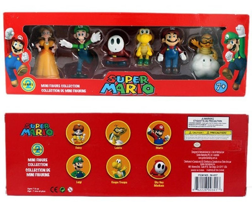 Super Mario Bros Shy Guy Daisy Colección 6 Figuras En Caja