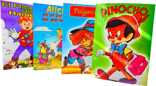 Libros Para Colorear Cuentos Infantiles Clasicos Pack 4 Unid