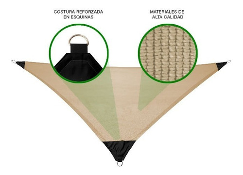 Imagen 6 de 9 de Malla Sombra 90% 4x4x4 M Triangulo Velaria Raschel Beige