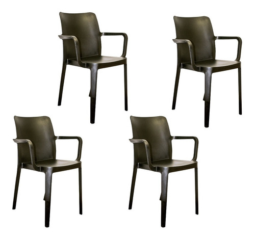 Set 4 Sillas Modernas C/ Brazos Silla Comedor- Estructura De La Silla Negro