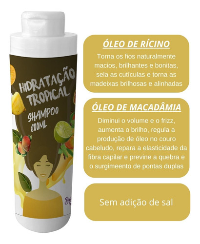 Kit Shampoo E Condicionador 800ml Hidratação Tropical