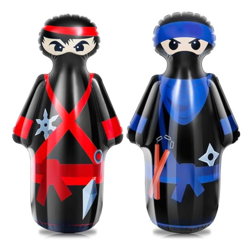 2 Pcs 47 Inches Kids Punching Bag Ninja Inflatable Bop Bag