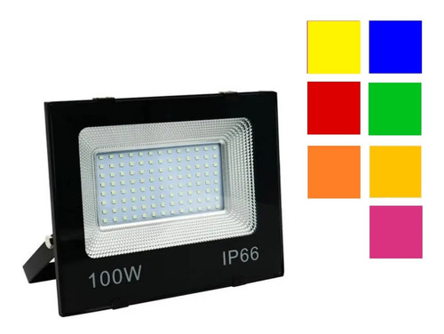 2 X Refletor Led 100w Holofote Prova D'água Ip66 + Filtro