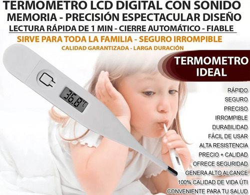 Imagen 2 de 6 de Termometro Medidor De Temperatura Digital Con Sonido Bebe