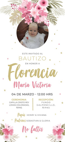 Invitación Digital Cumpleaños Bautizo / Mod Bautizo Con Foto