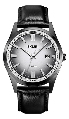 Reloj Hombre Skmei 1986 Acero Fecha Minimalista Elegante Malla Negro Fondo Negro