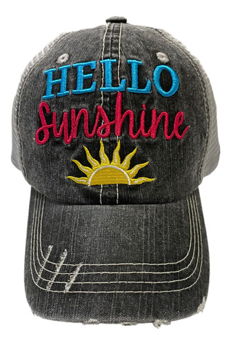 Gorra De Béisbol Desgastada Para Mujer Hello Sunshine (gris)