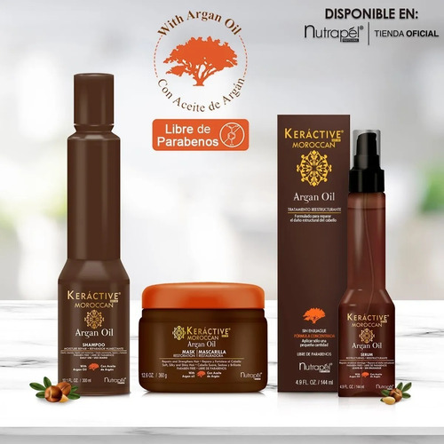 Kit Argan Oil Nutrapel Reestructura Cabello 3 Pzs