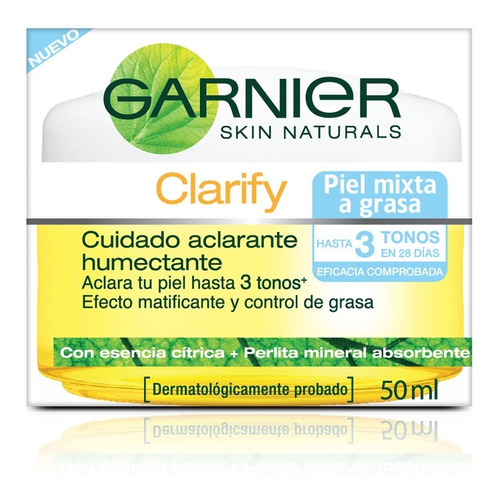 Crema Humectante Aclarante Piel Grasa 50 Ml Clarify Garnier