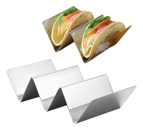 3 De Soporte De Taco De Acero Inoxidable Plateado Para Horno