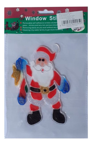 Adesivo De Natal Para Janela De Vidro Parede Papai Noel 15cm Cor Papai Noel Com Saco