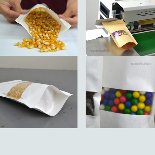 1000 Bolsas Stand Up Pouch Cierre Papel Blancoventana 250 Gr