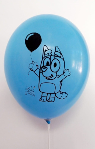 10 Globos Impresos Bluey, Apto Helio De 12 PuLG