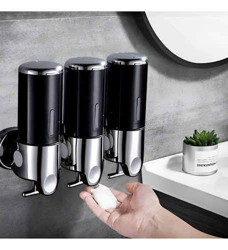 Dispensador De Jabón Thouse Triple Adhesivo/amurable 1500ml Negro
