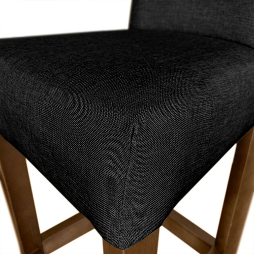Jogo Com 3 Cadeira Para Bancada Banco Alto De Madeira Bar Acabamento Da Estrutura Verniz Cor Verniz | Preto | 75cm
