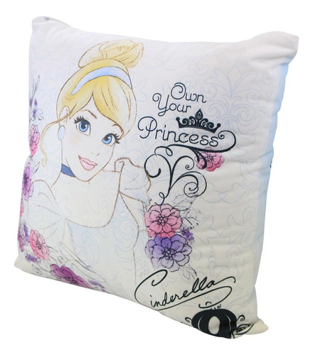 Almofada Fibra Veludo 40 X 40 Cm Princesa Cinderela Disney