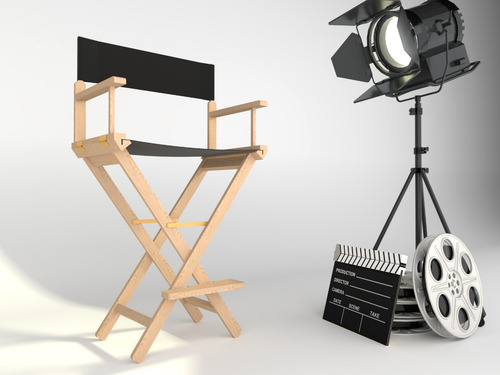 Silla De Director Maquillaje Make Up Cine Profesional Marrón Claro Fijo Cuadrada