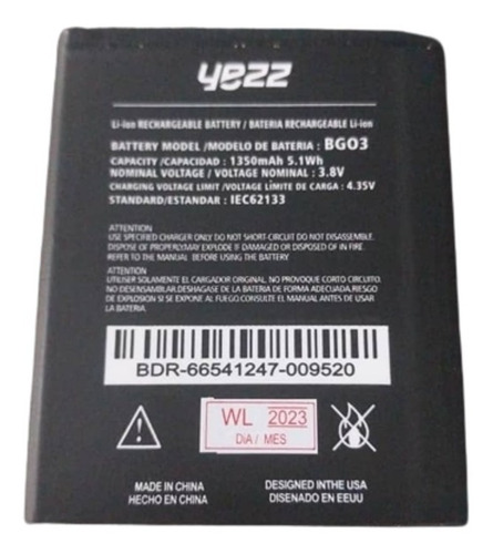 Bateria Yezz Go 3 Nueva Original Y Con Garantia 