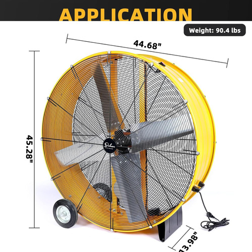 Ventilador Industrial Con Ruedas 1.067 M 50-60 Amarillo Plateado Metal 4