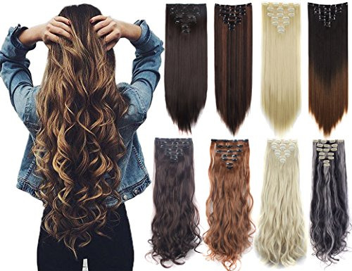 Extensiones De Cabello - 7pcs 16 Clips 23 -24 Grueso Rizadas