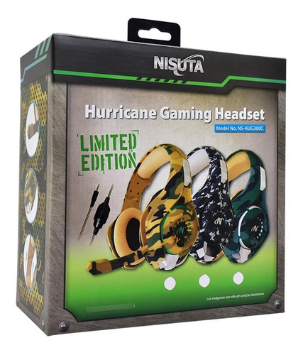Auriculares gamer Nisuta NSAUG300C gris camuflado