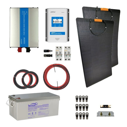 Kit Solar Motorhome 12/220v 1.3kwh X Día Mppt 30a 2x160w