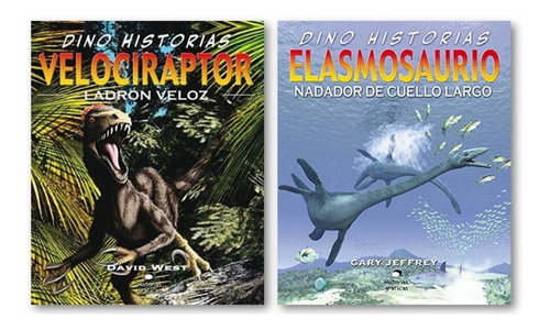 2 Libros Dino Historias Velociraptor Elasmosaurio