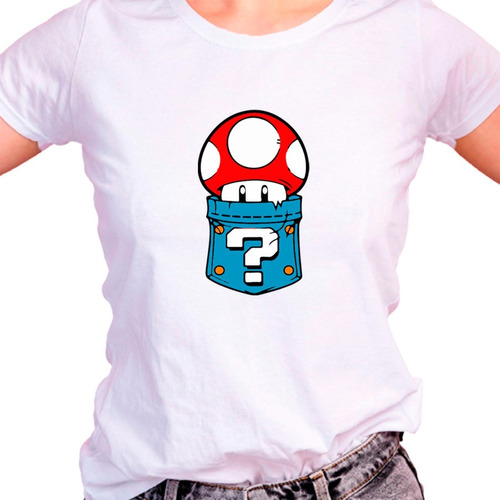 Franela Muer / Hombre Personalizada Champiñon Mario Bros